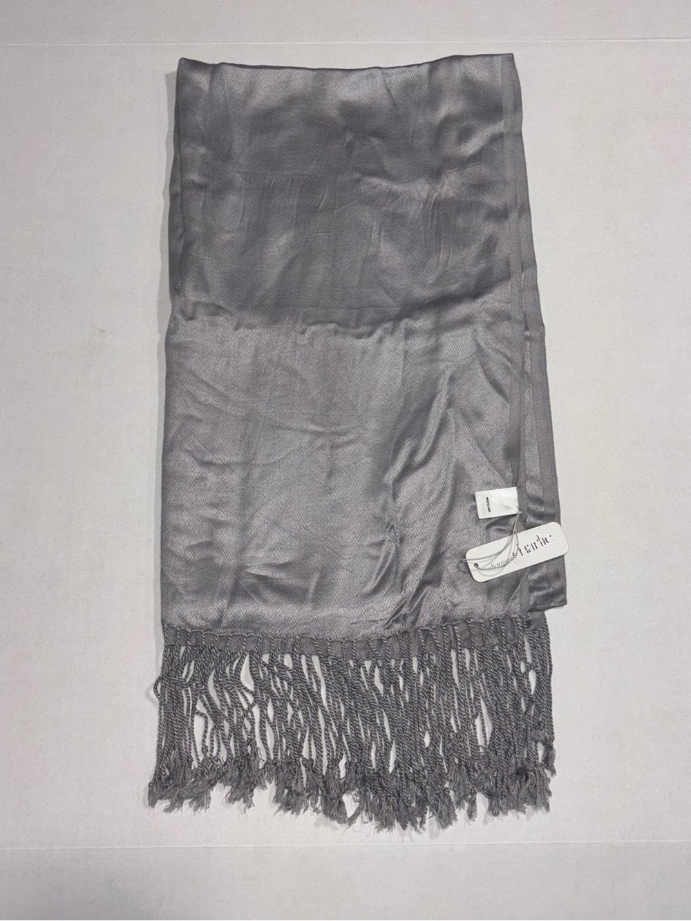 charming charlie Gray Viscose Rectangle Scarf Fringe approx 70x22in Women's